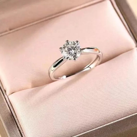 Anillo Compromiso Ajustable Plata 925 Moisanita 1 Ct