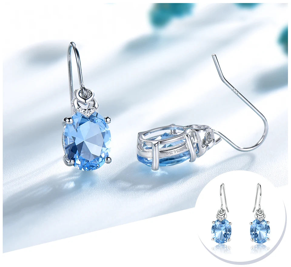 Pendientes de Plata 925 con Topacio Celestes