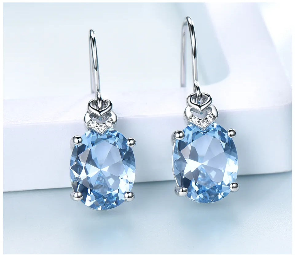Pendientes de Plata 925 con Topacio Celestes