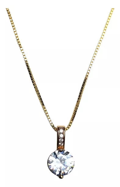 Collar Plata 925 Baño Oro Circonita