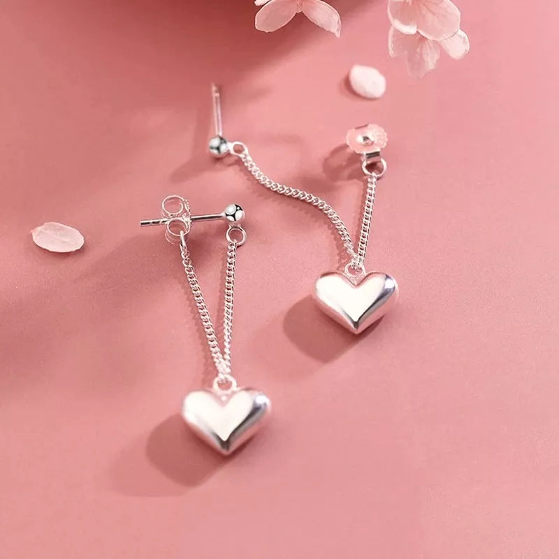 Pendientes Corazon Borla Plata Mujer Seguro