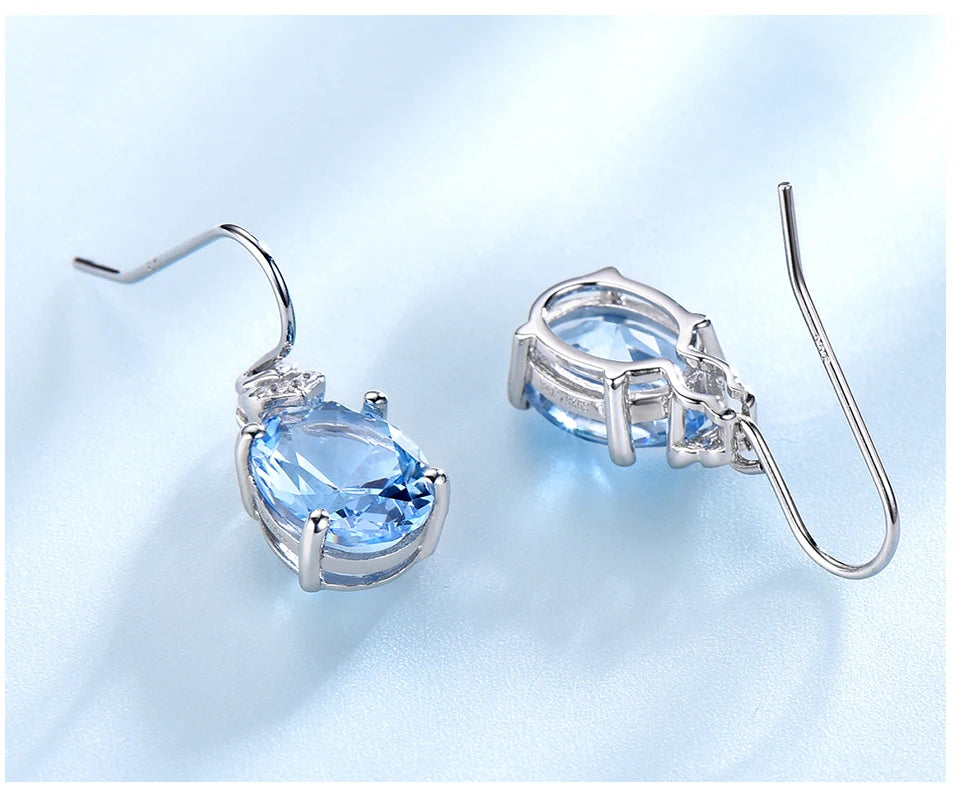 Pendientes de Plata 925 con Topacio Celestes