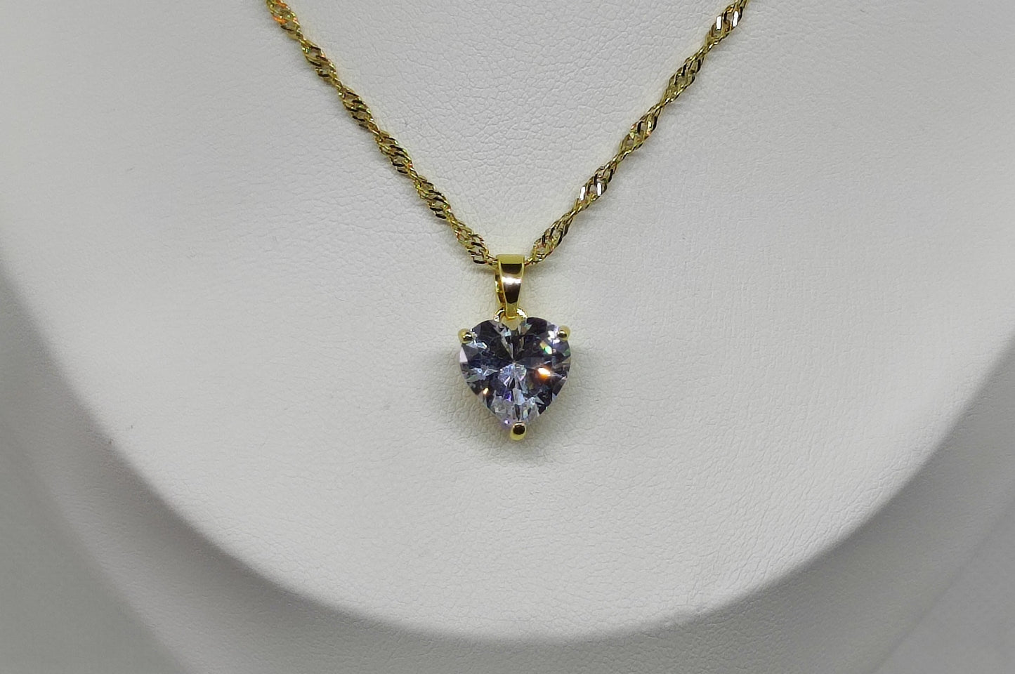 Collar Colgante Circón Corazón Cadena Acero Inoxidable