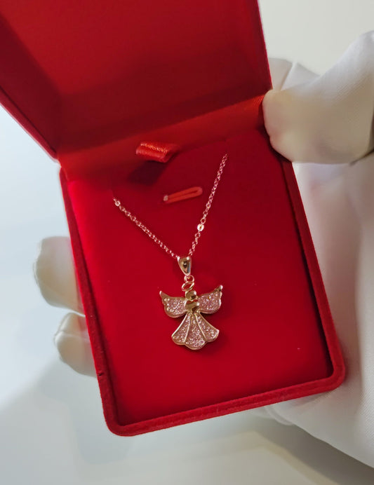 Collar Angel con Alas en Plata 925 Baño Oro